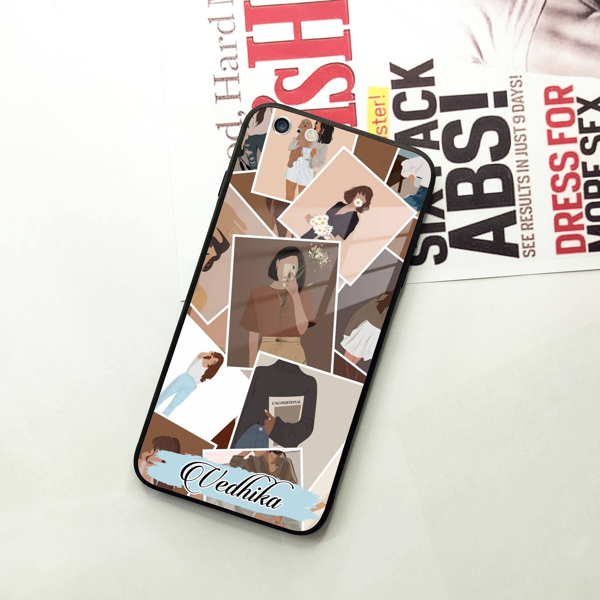 Selfie Girl Collage Glass Case Cover For iPhone ShopOnCliQ