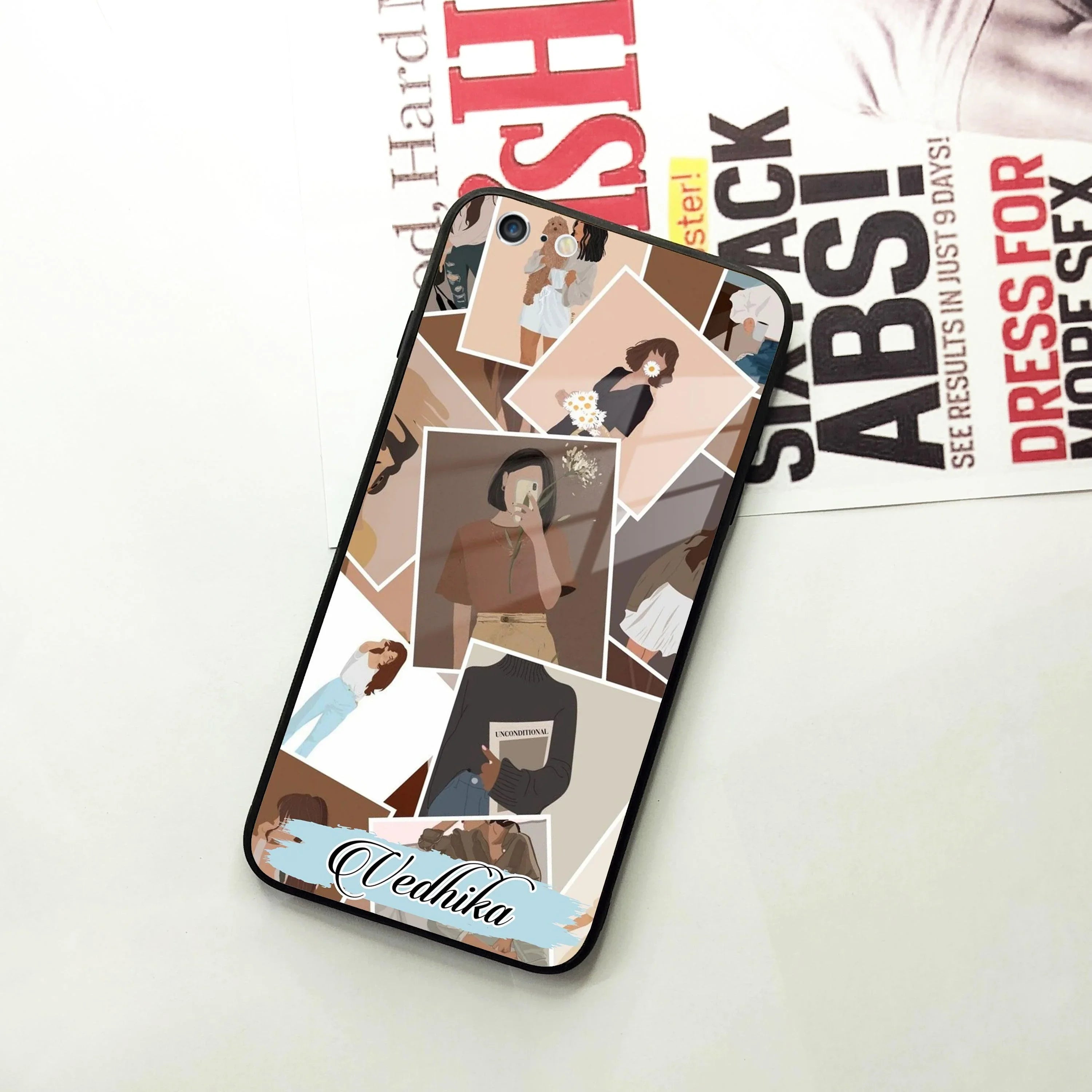 Selfie Girl Collage Glass Case Cover For iPhone - ShopOnCliQ