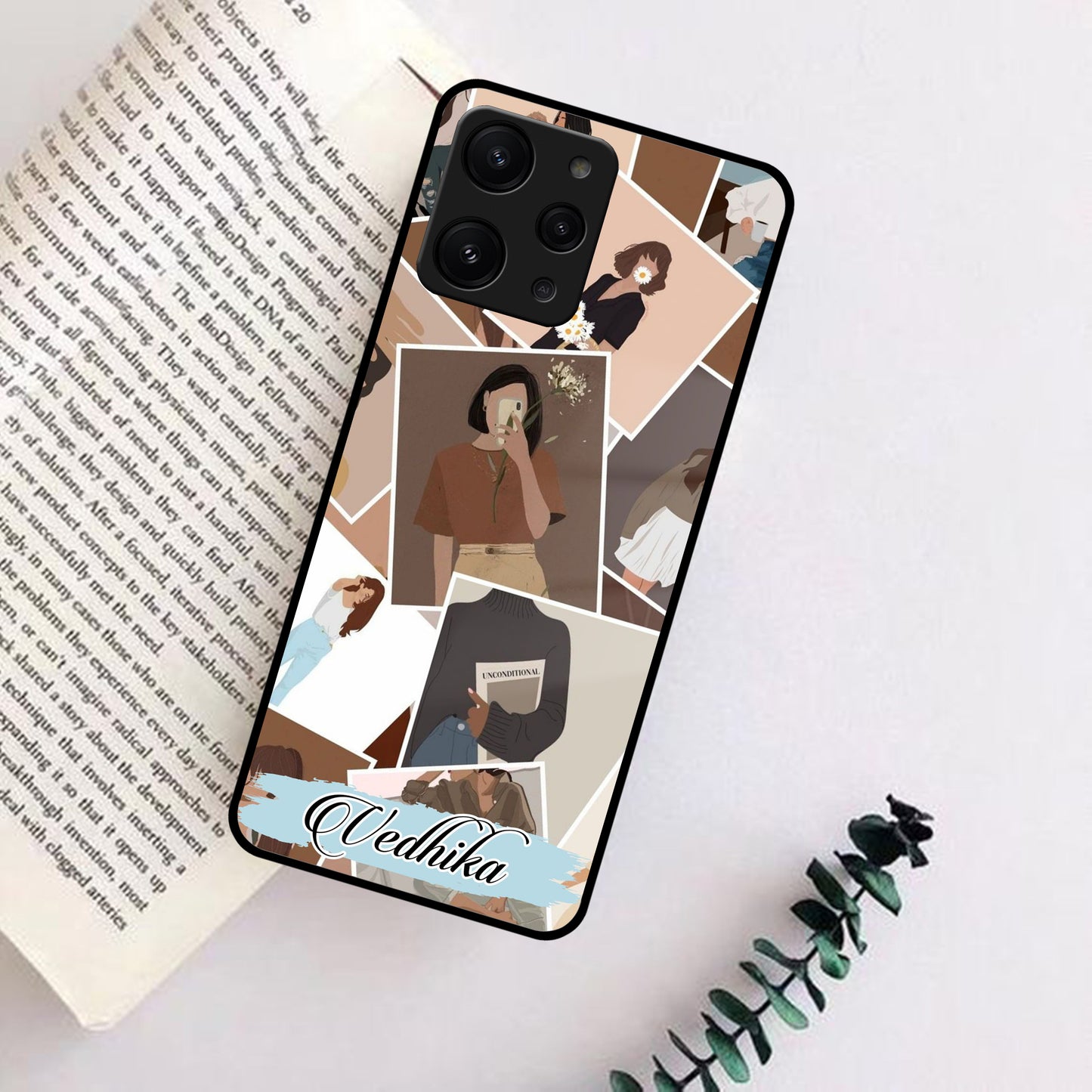 Selfie  Girl Collage Glass Case Cover For Redmi/Xiaomi