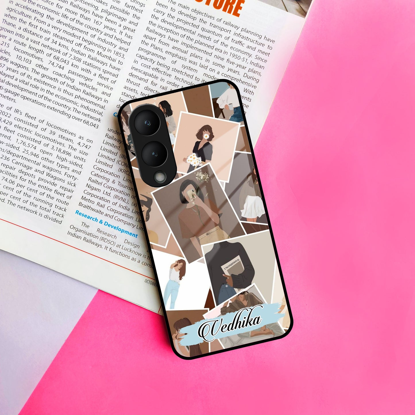 Selfie Girl Collage Glass Case Cover For Vivo