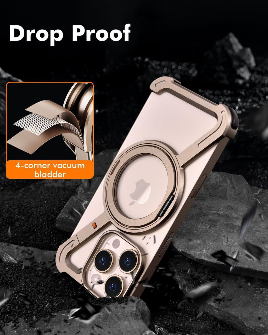 Slim Aluminum Metal Bumper Case with Magnetic Kickstand | Borderless Frameless Design | Z-Shape Shockproof Stand Cover