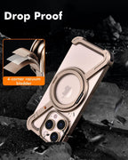 Slim Aluminum Metal Bumper Case with Magnetic Kickstand | Borderless Frameless Design | Z-Shape Shockproof Stand Cover