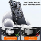 Slim Aluminum Metal Bumper Case with Magnetic Kickstand | Borderless Frameless Design | Z-Shape Shockproof Stand Cover