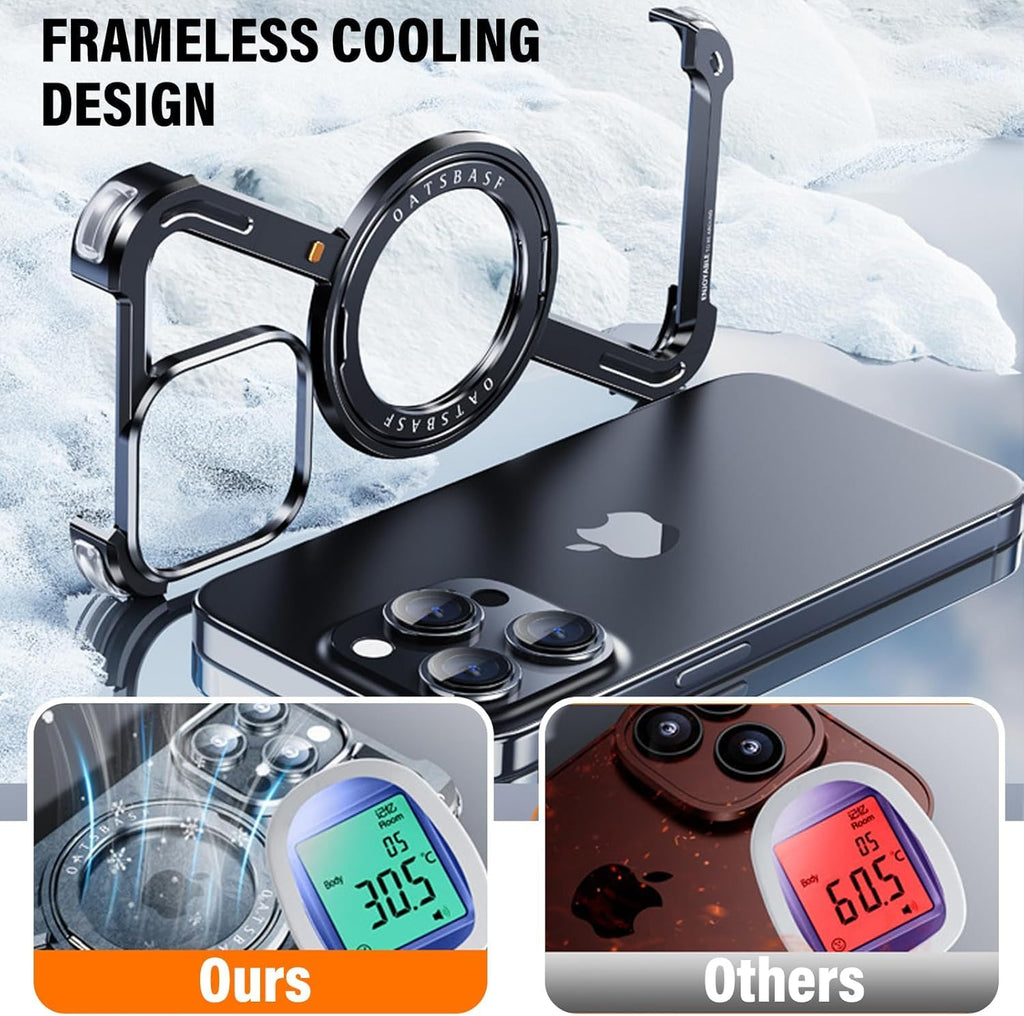 Slim Aluminum Metal Bumper Case with Magnetic Kickstand | Borderless Frameless Design | Z-Shape Shockproof Stand Cover