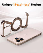 Slim Aluminum Metal Bumper Case with Magnetic Kickstand | Borderless Frameless Design | Z-Shape Shockproof Stand Cover
