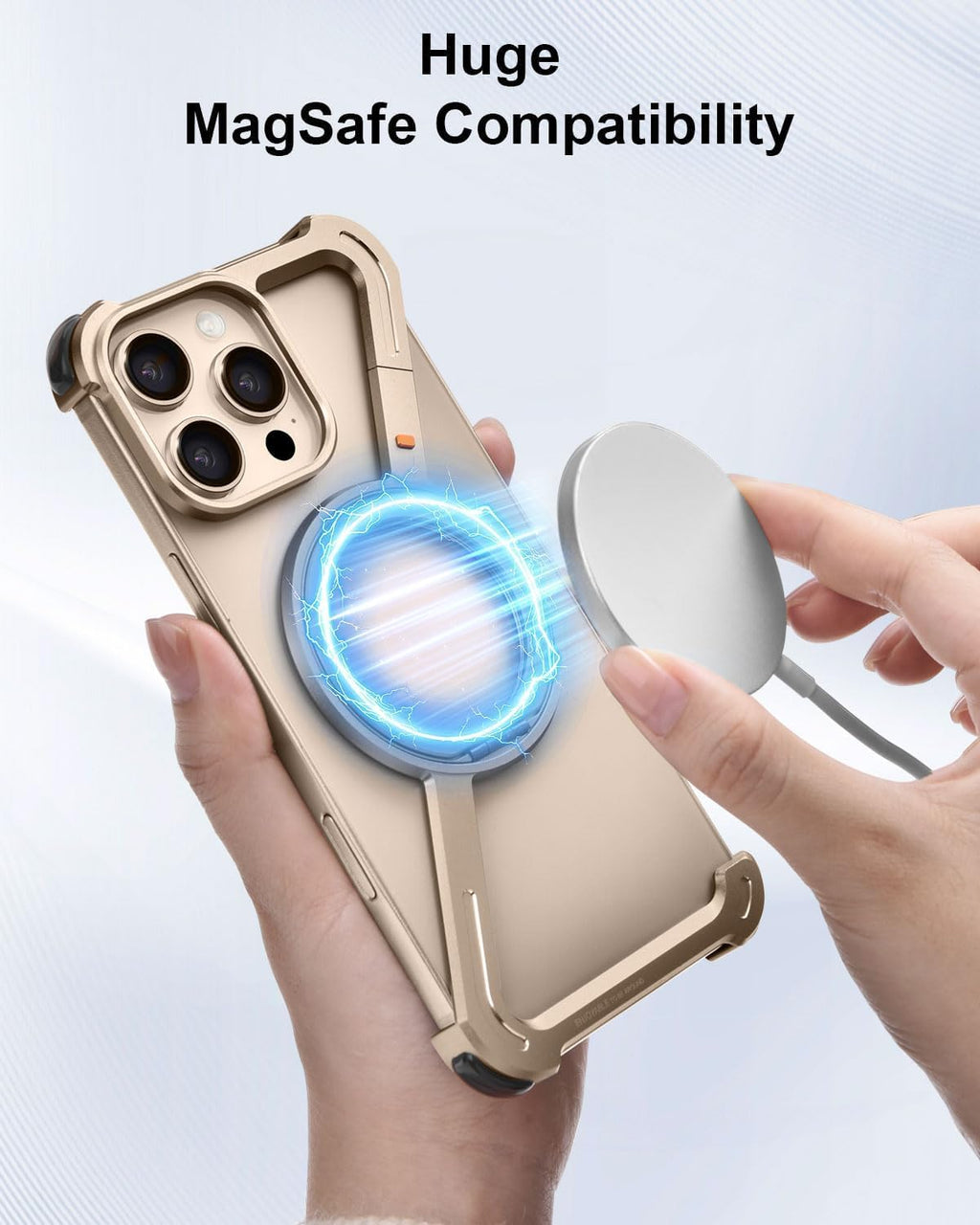 Slim Aluminum Metal Bumper Case with Magnetic Kickstand | Borderless Frameless Design | Z-Shape Shockproof Stand Cover