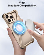 Slim Aluminum Metal Bumper Case with Magnetic Kickstand | Borderless Frameless Design | Z-Shape Shockproof Stand Cover
