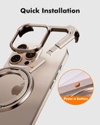 Slim Aluminum Metal Bumper Case with Magnetic Kickstand | Borderless Frameless Design | Z-Shape Shockproof Stand Cover