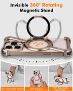 Slim Aluminum Metal Bumper Case with Magnetic Kickstand | Borderless Frameless Design | Z-Shape Shockproof Stand Cover