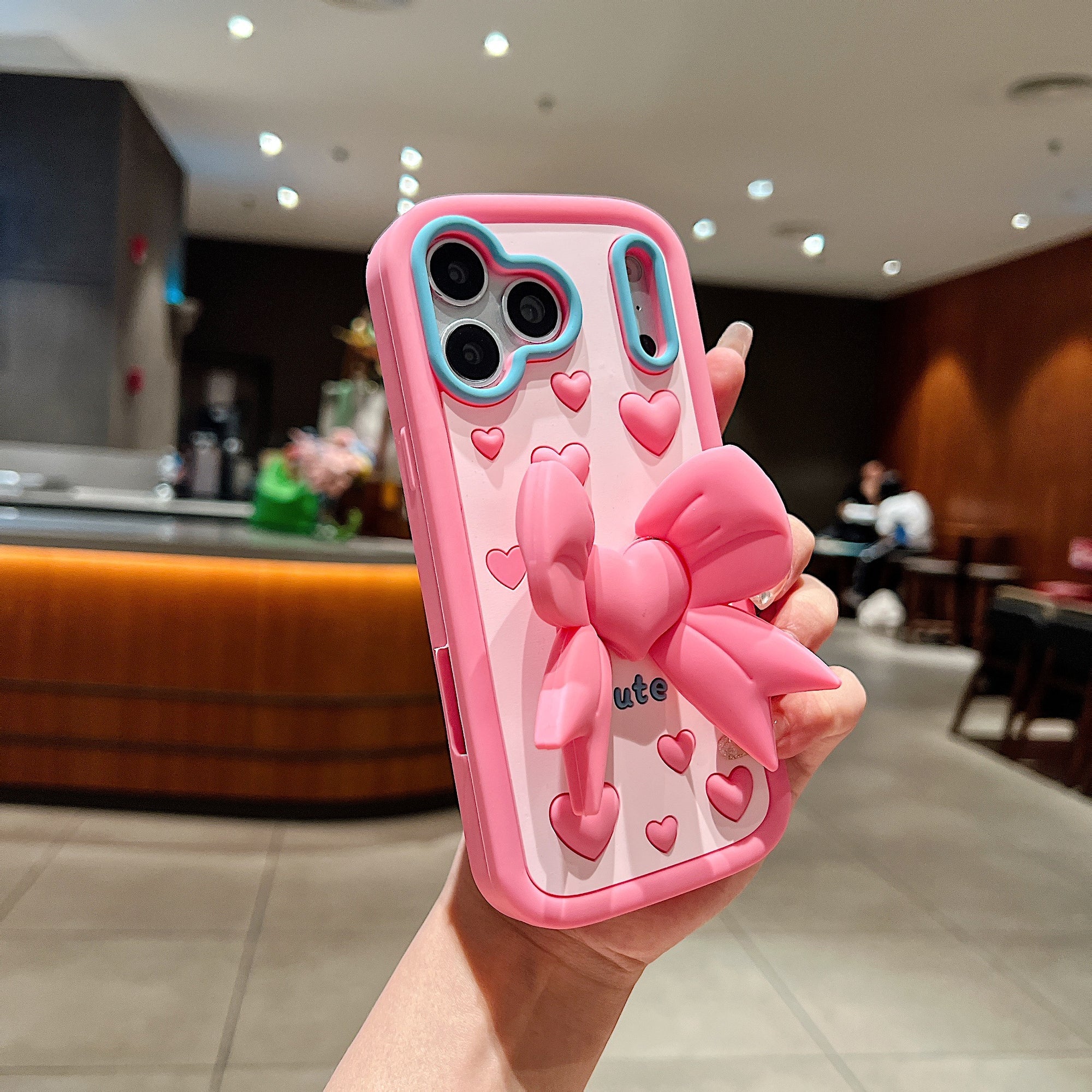 Cute Girl Bow Holder Soft Silicone Mobile Phone Case for iPhone