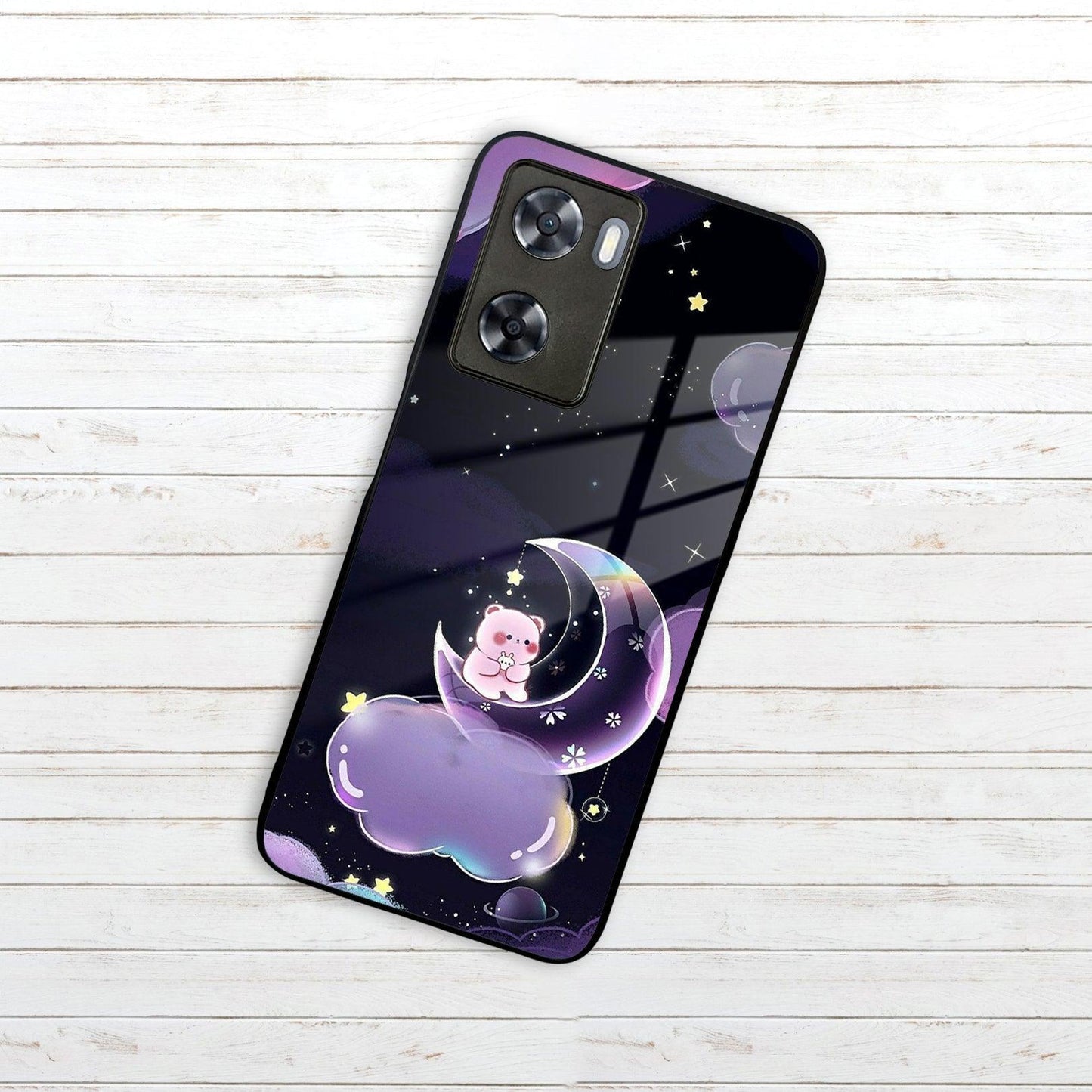 Sky Panda Design Glass Phone Case Cover For Oppo