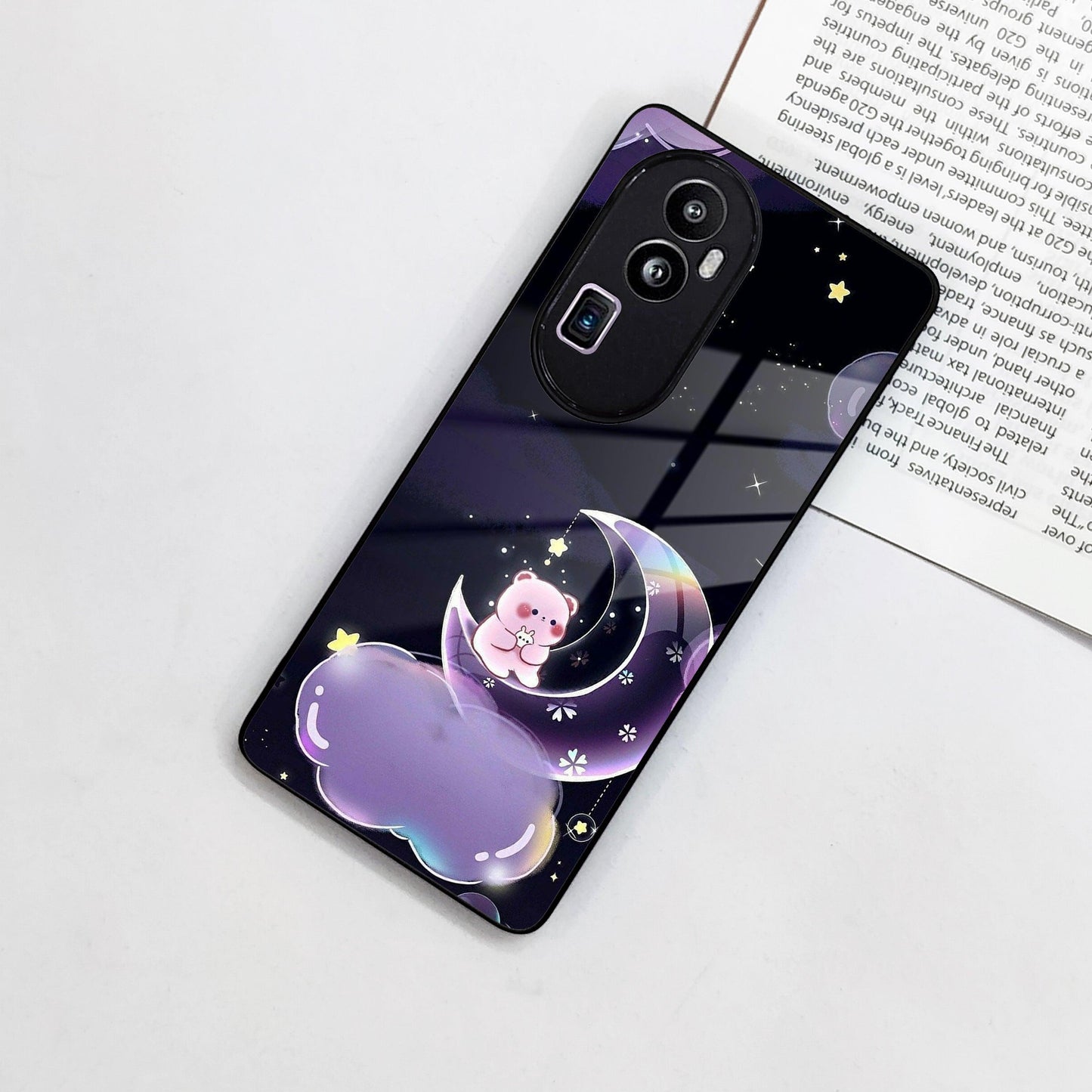 Sky Panda Design Glass Phone Case Cover For Oppo