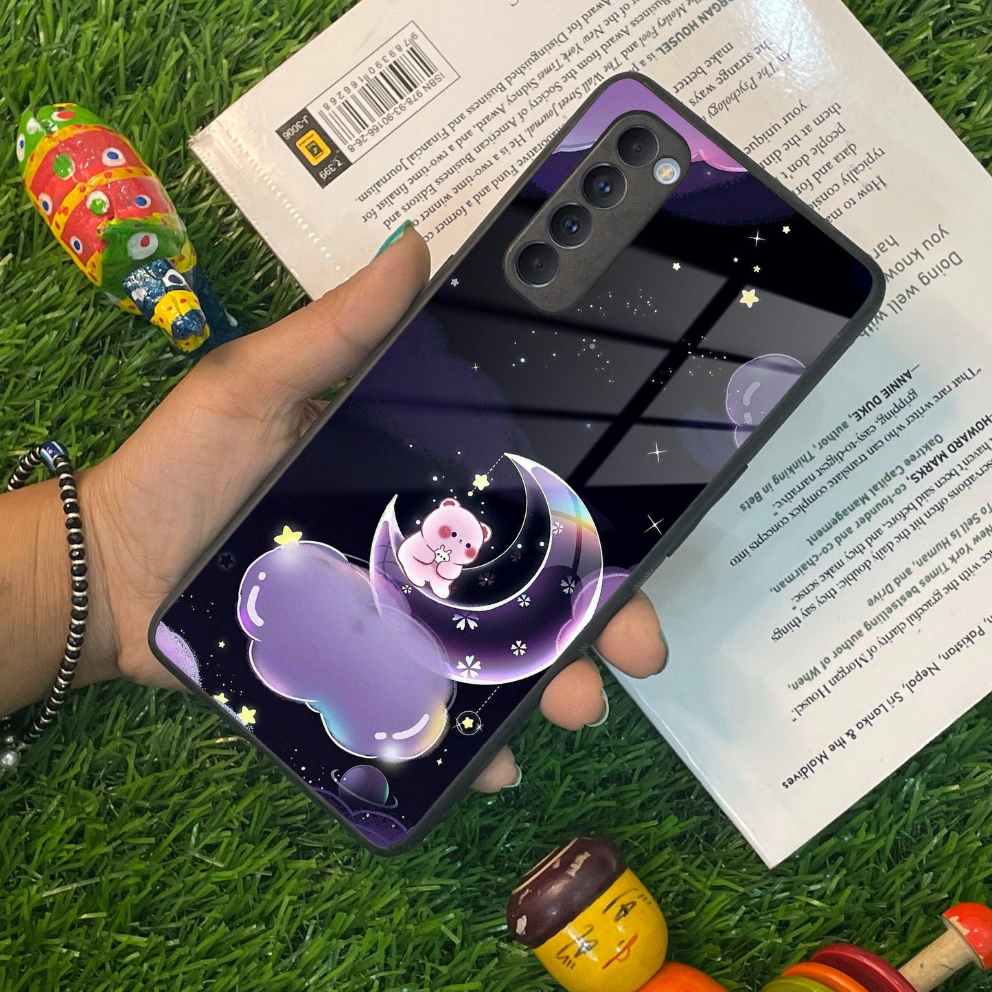 Sky Panda Design Glass Phone Case Cover For Oppo