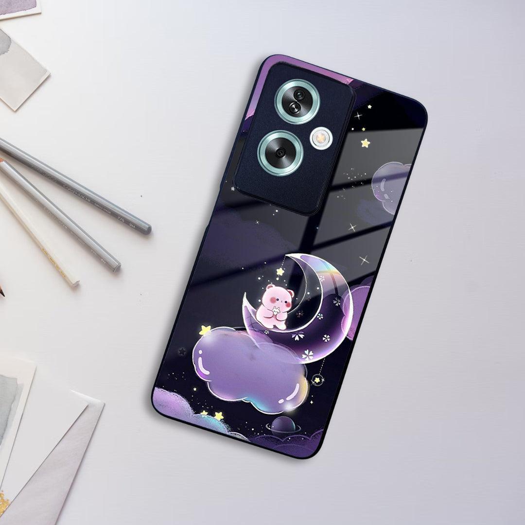 Sky Panda Design Glass Phone Case Cover For Oppo