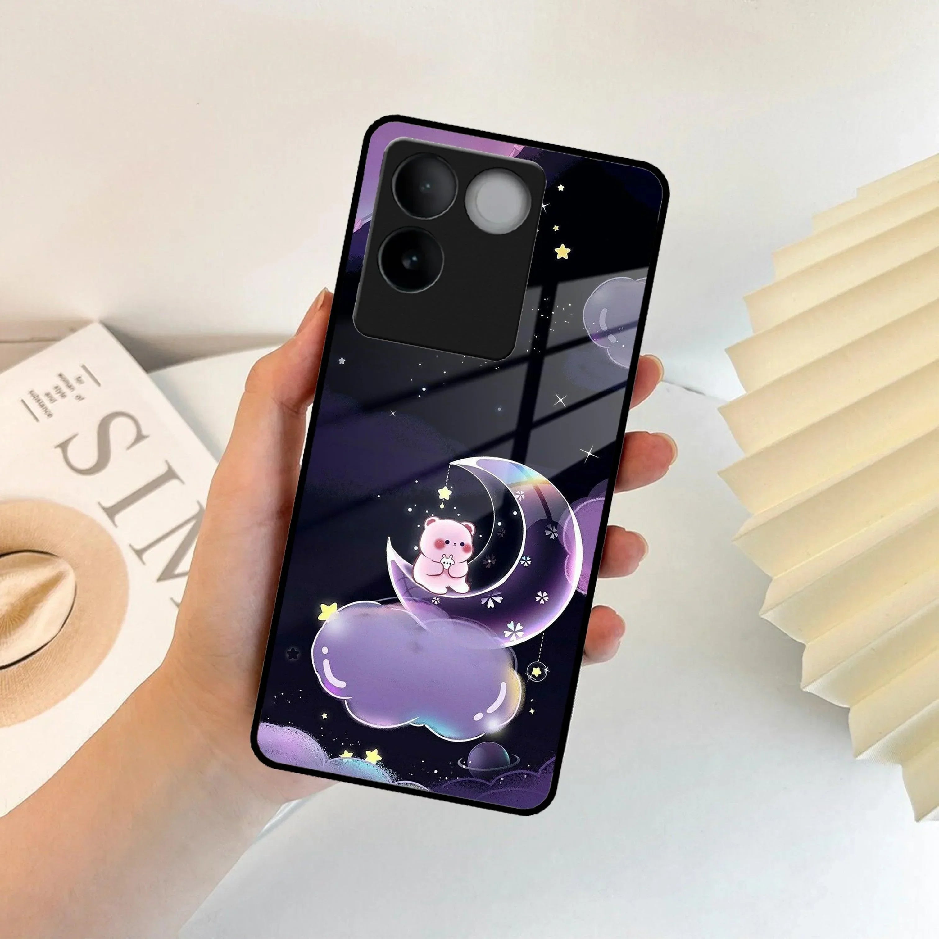 Sky Panda Design Glass Phone Case Cover For iQOO - ShopOnCliQ