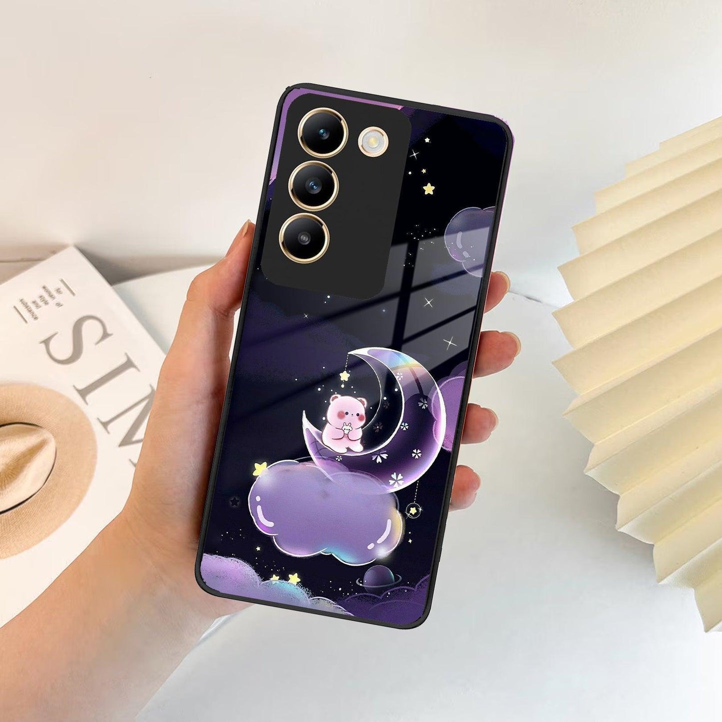 Sky Panda Design Glass Phone Case Cover For iQOO