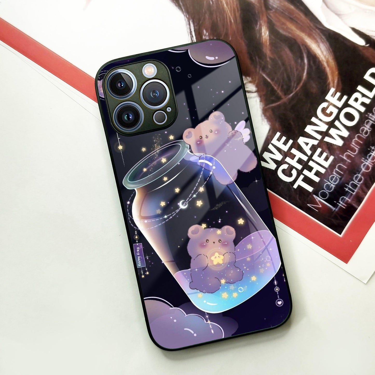 Sky Panda Design Glass Phone Case Cover V2 For iPhone