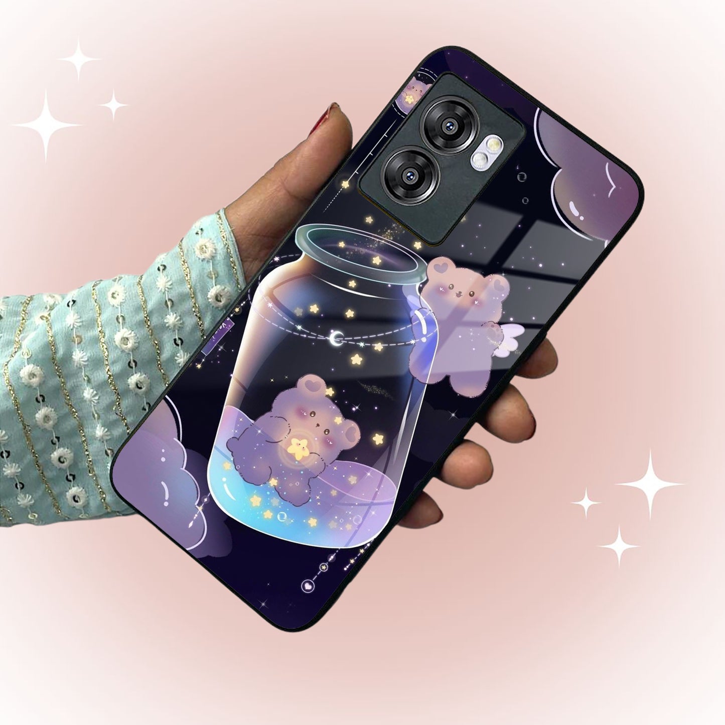 Sky Panda Design Glass Phone Case Cover V2 For Oppo