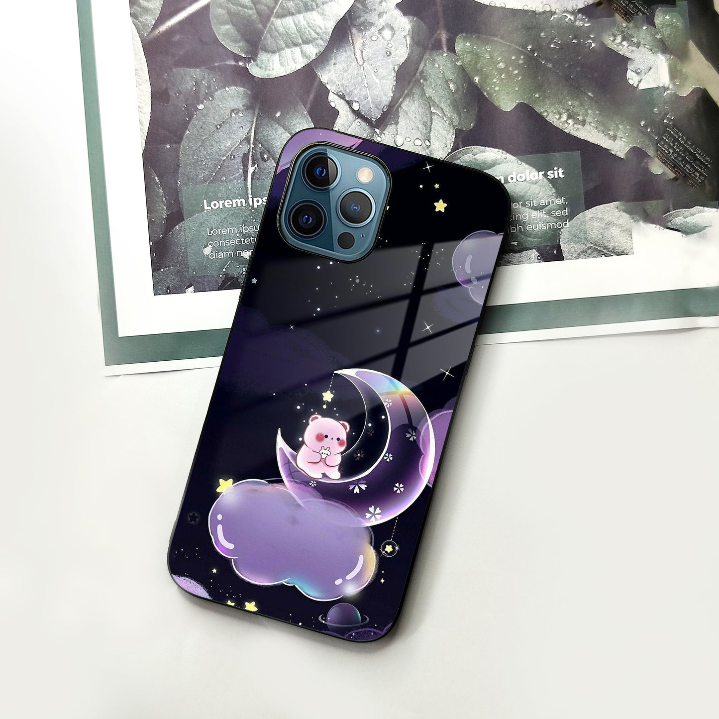 Sky Panda Design Glass Phone Case Cover For iPhone