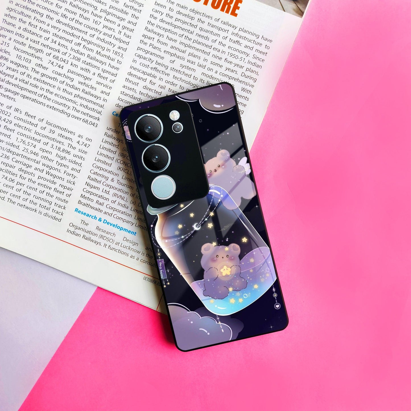 Sky Panda Design Glass Phone Case Cover V2 For Vivo