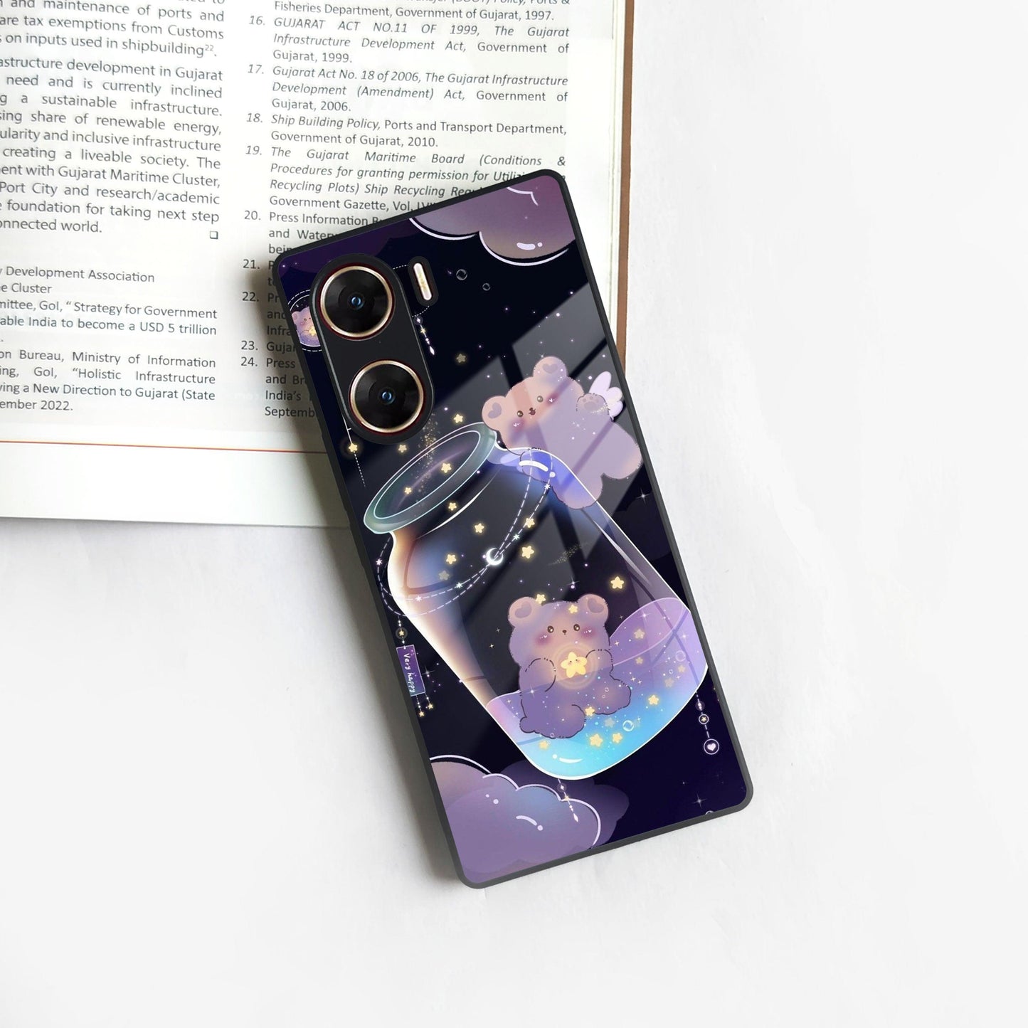 Sky Panda Design Glass Phone Case Cover V2 For Vivo