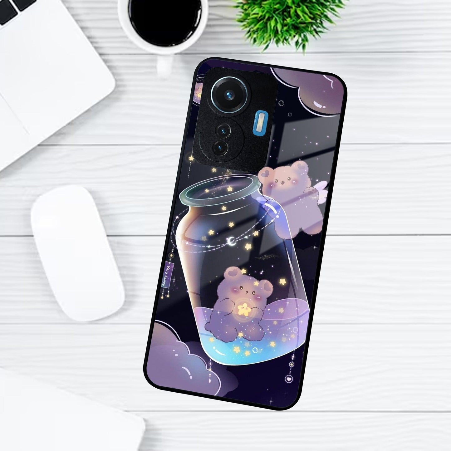 Sky Panda Design Glass Phone Case Cover V2 For Vivo