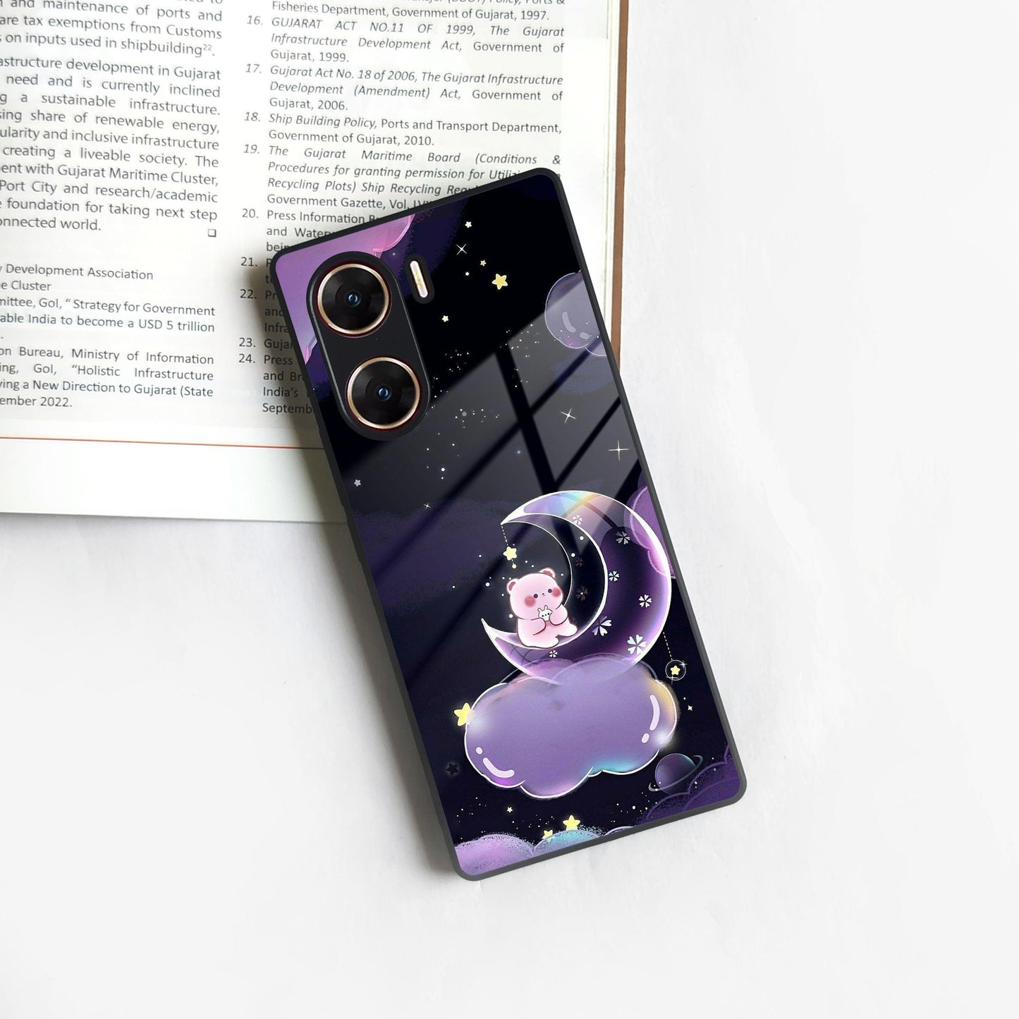 Sky Panda Design Glass Phone Case Cover For Vivo