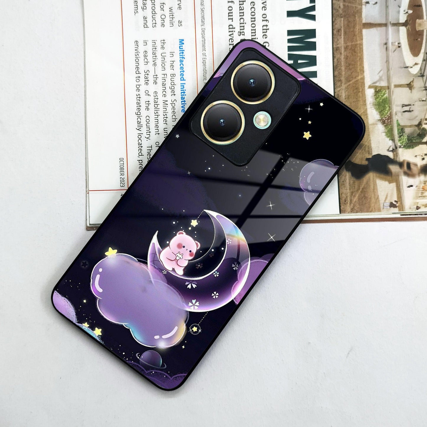 Sky Panda Design Glass Phone Case Cover For Vivo