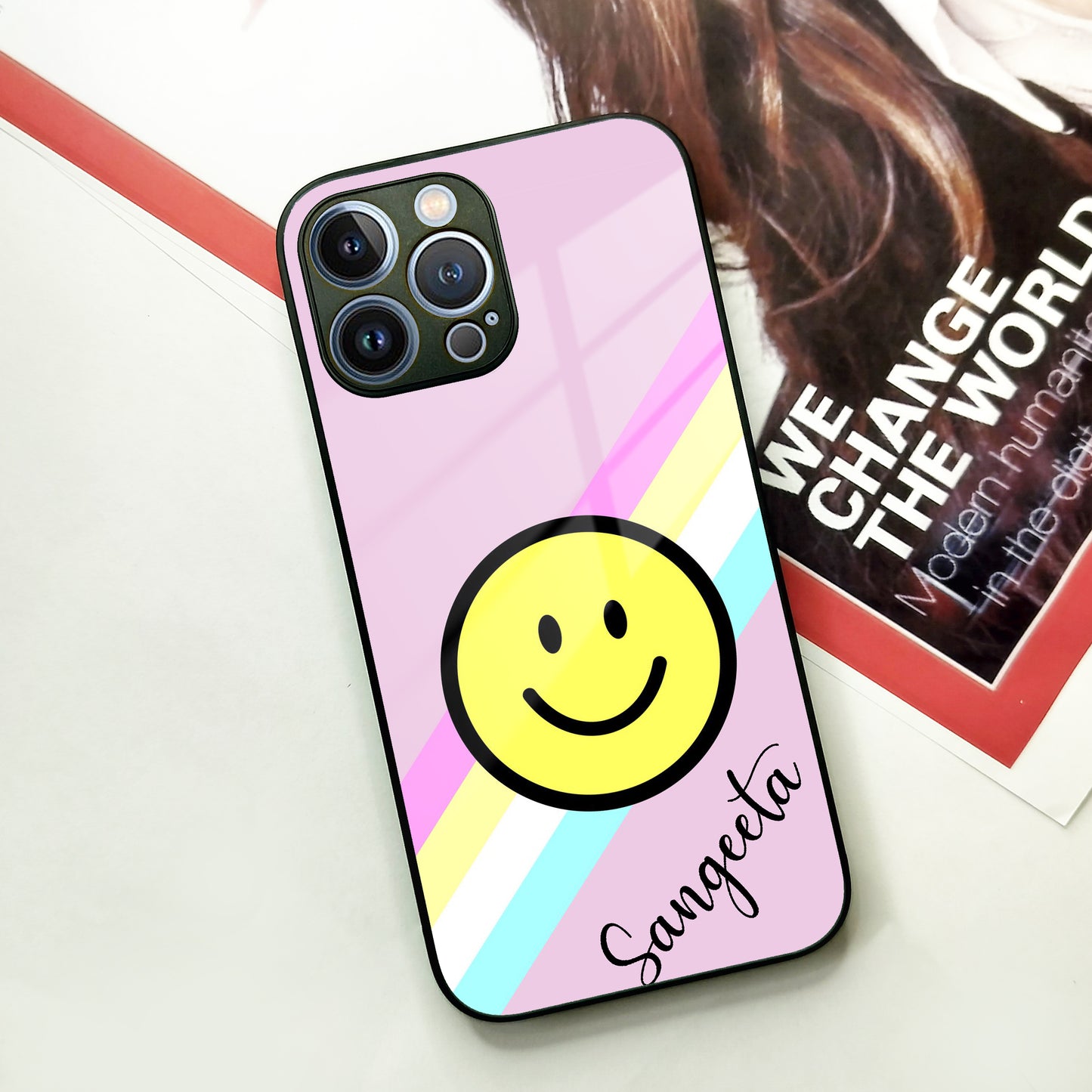 Smiley Glass Case Cover For iPhone