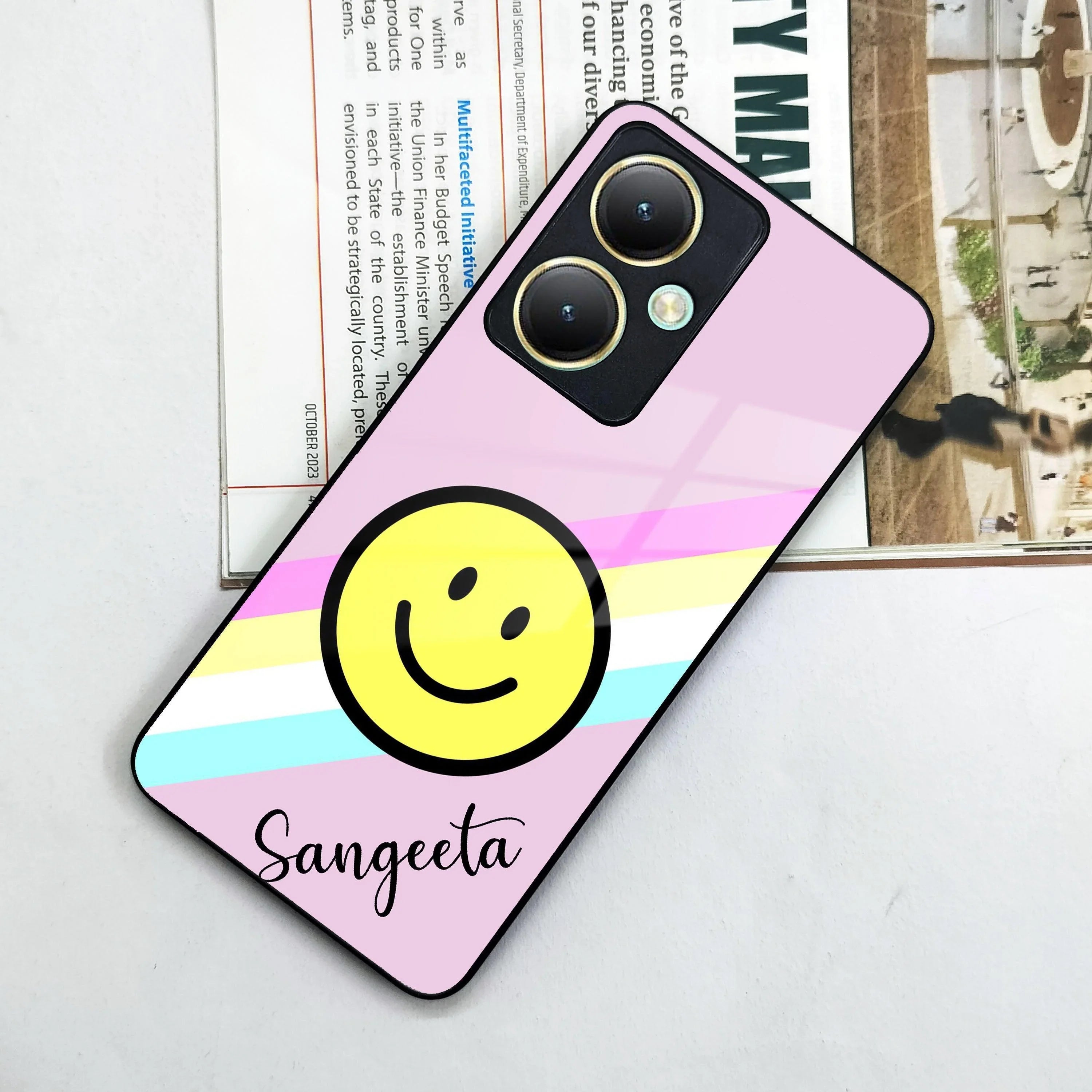 Smiley Glass Case Cover For Vivo - ShopOnCliQ