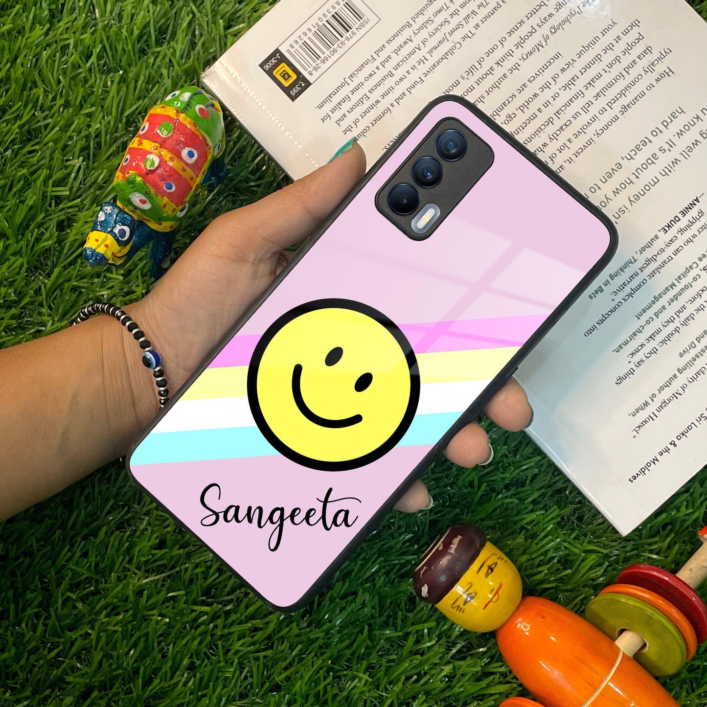 Smiley Glass Case Cover For Realme/Narzo