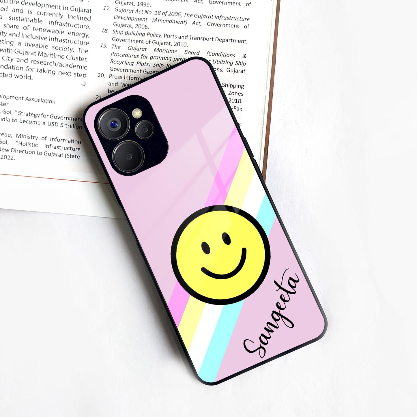 Smiley Glass Case Cover For Realme/Narzo