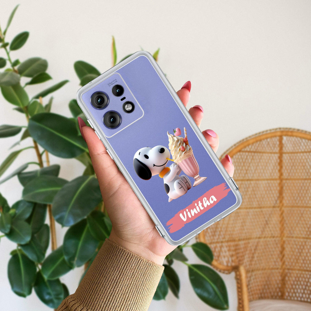 Snoopy Customize Anti Yellow Case For Motorola Edge 50 Pro