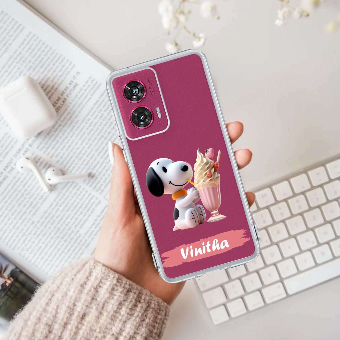 Snoopy Customize Transparent Silicon Case For Motorola - ShopOnCliQ