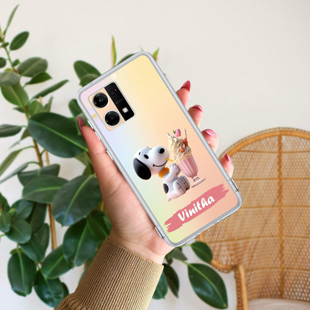 Snoopy Customize Anti Yellow Case For Oppo Reno 7 5G