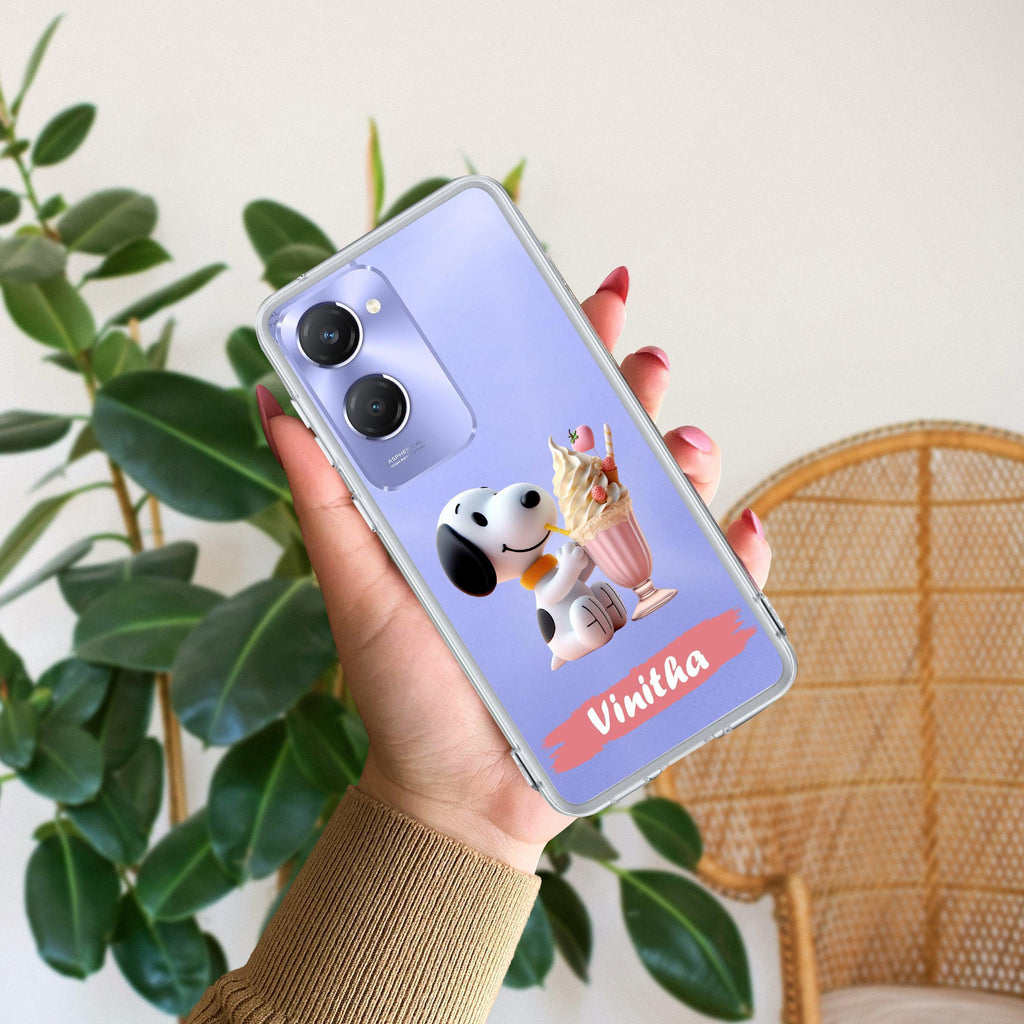 Snoopy Customize Transparent Silicon Case For Vivo T1 44W