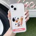 Snoopy Customize Anti Yellow Clear Case For iPhone 15 Plus