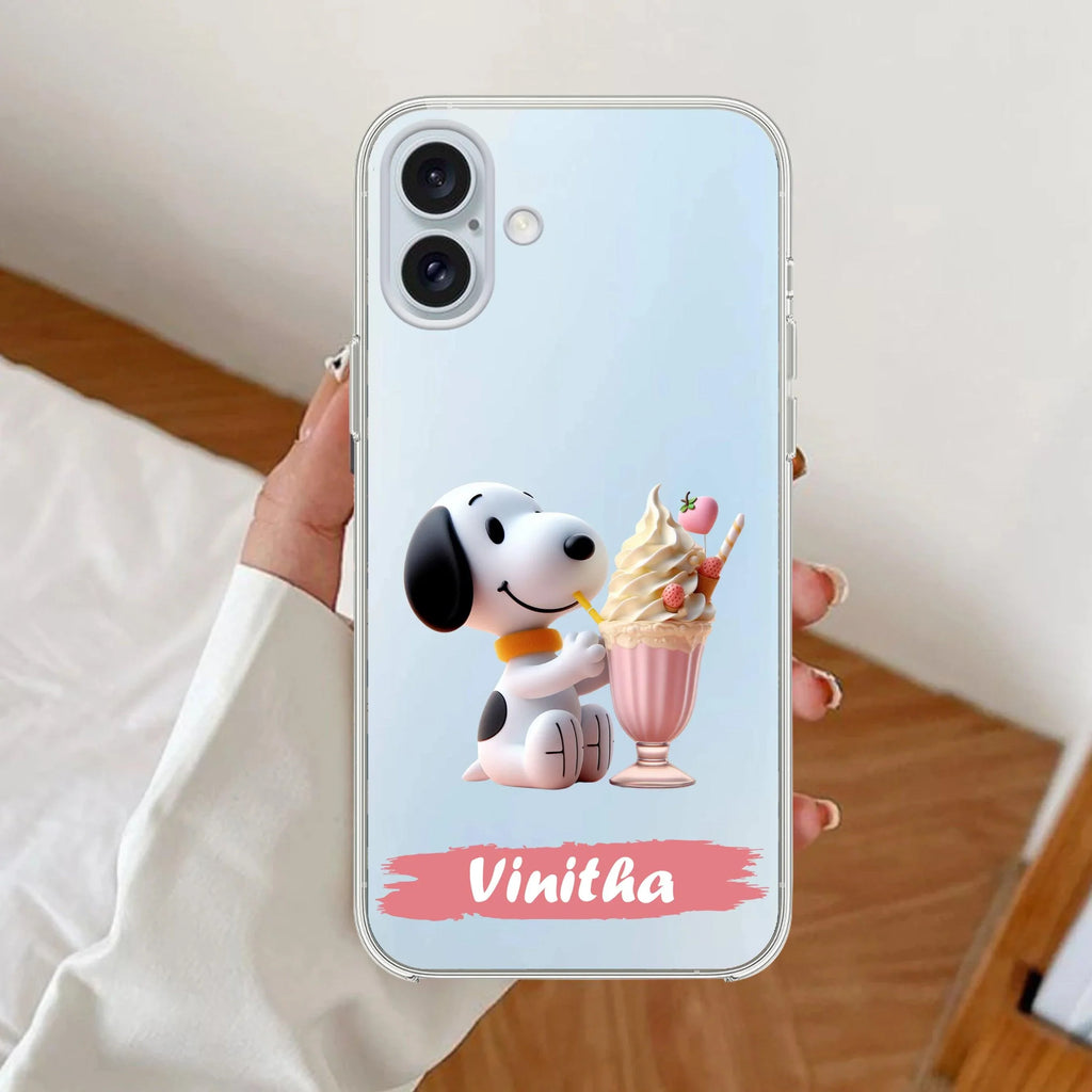 Snoopy Customize Anti Yellow Clear Case For iPhone 17