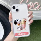 Snoopy Customize Anti Yellow Clear Case For iPhone 15