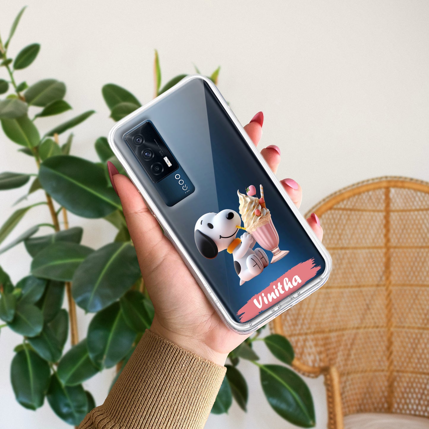 Snoopy Customize Transparent Silicon Case For iQOO ShopOnCliQ