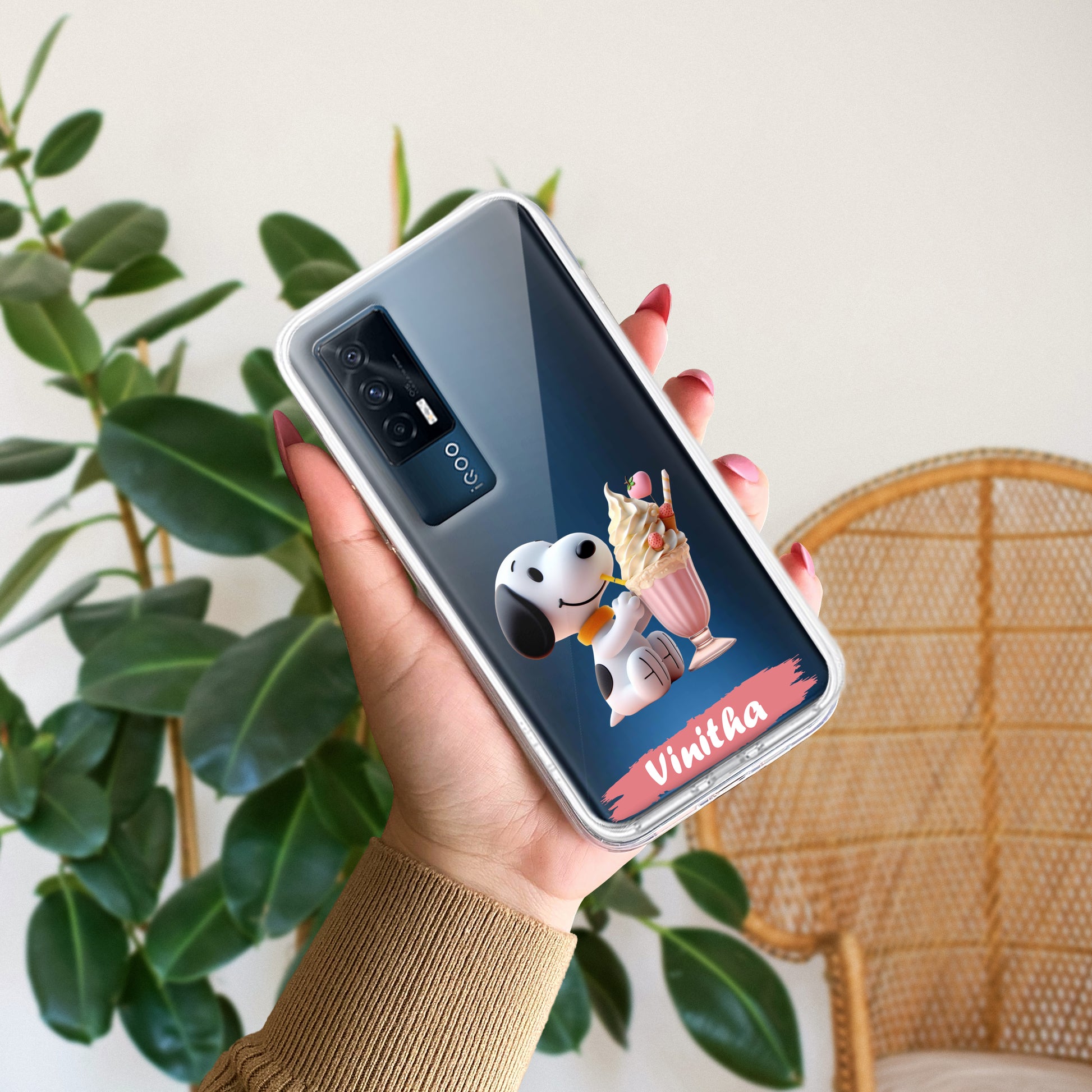 Snoopy Customize Transparent Silicon Case For iQOO ShopOnCliQ