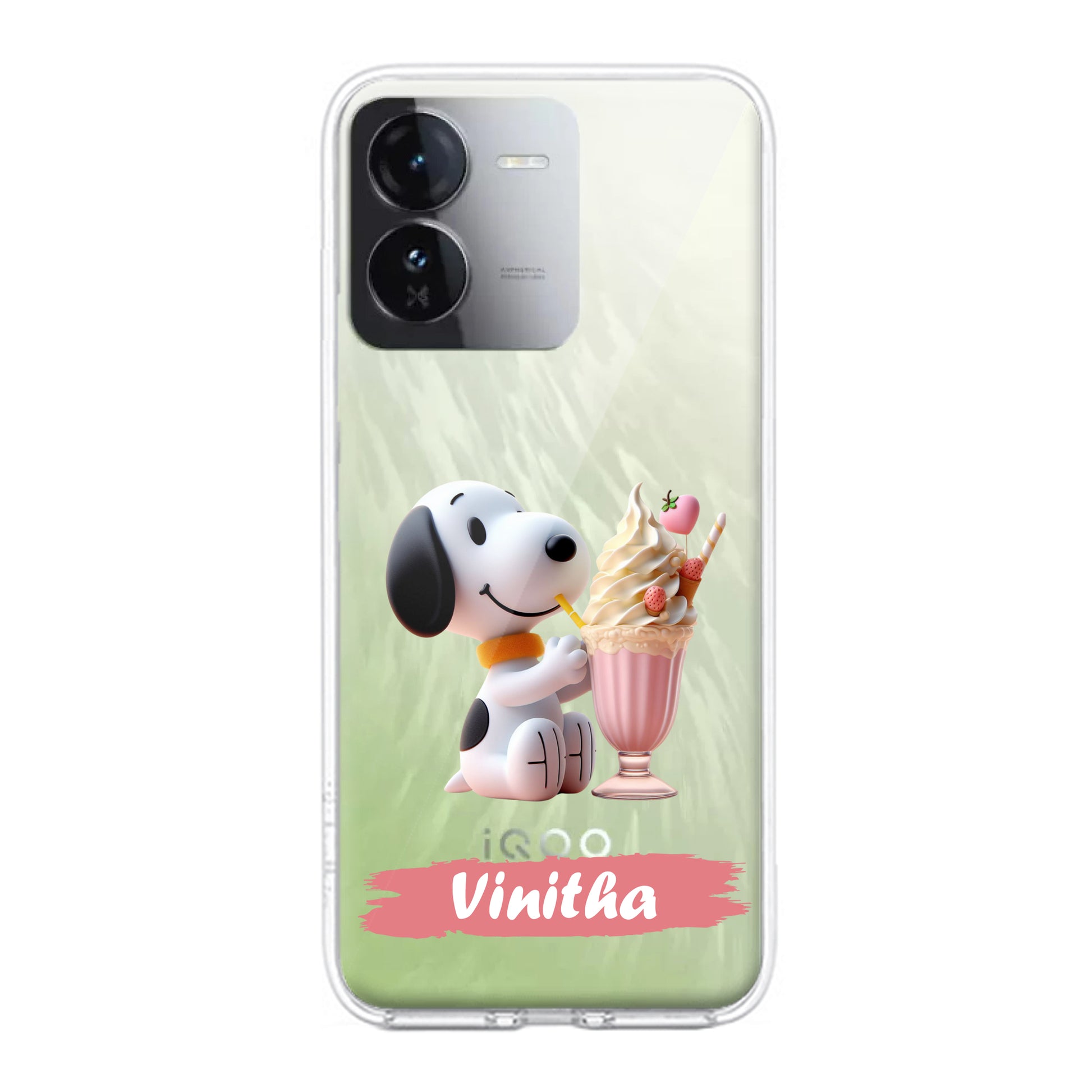 Snoopy Customize Transparent Silicon Case For iQOO ShopOnCliQ