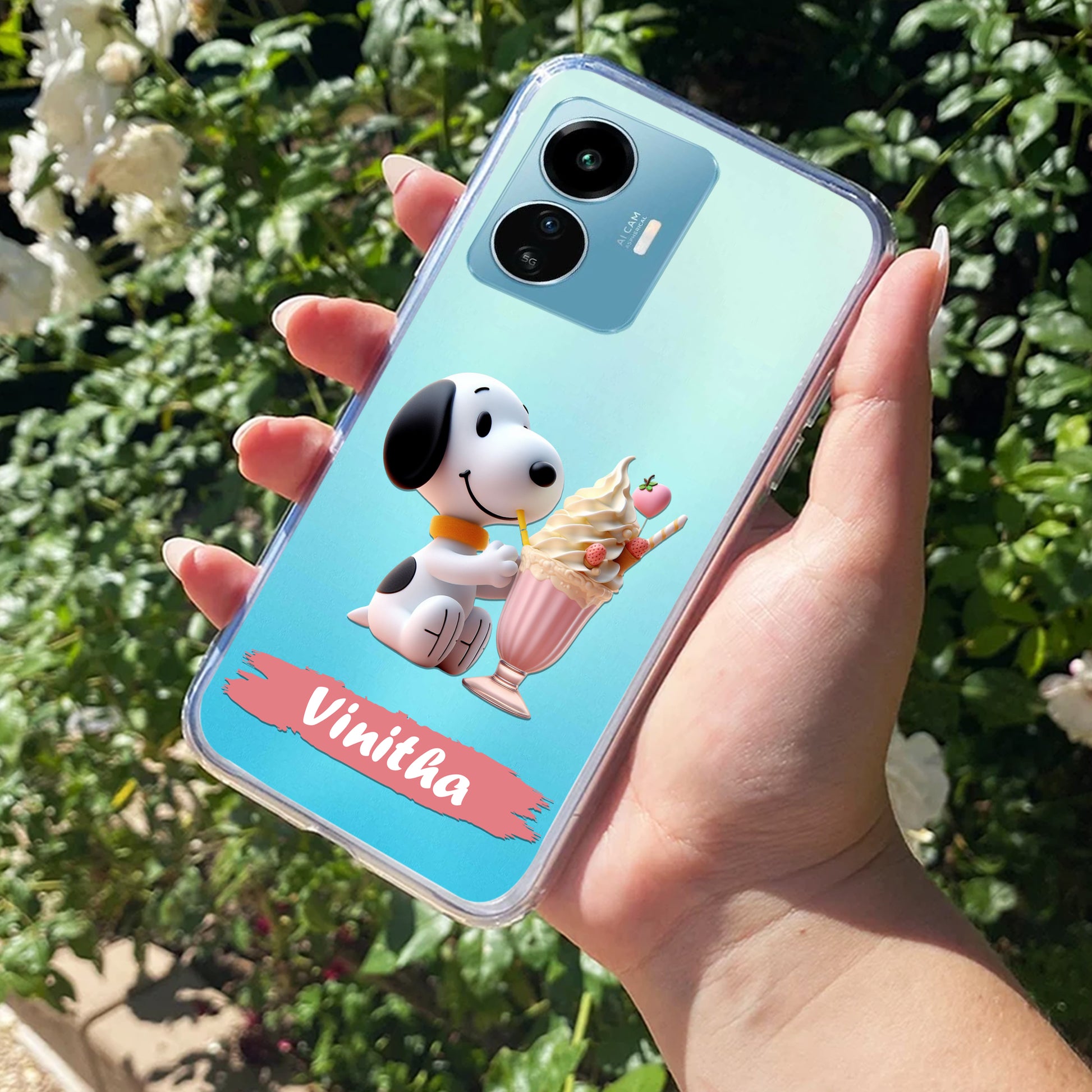 Snoopy Customize Transparent Silicon Case For iQOO ShopOnCliQ