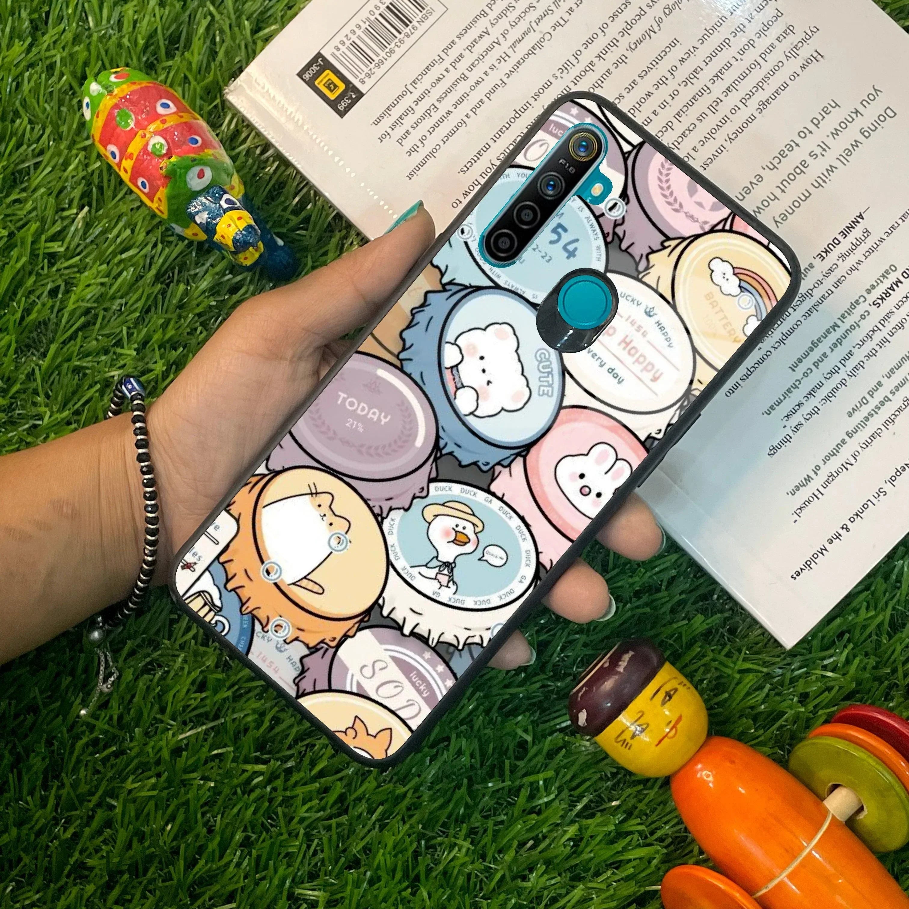 Bunny Buddies Glass Case Cover For Realme/Narzo - ShopOnCliQ