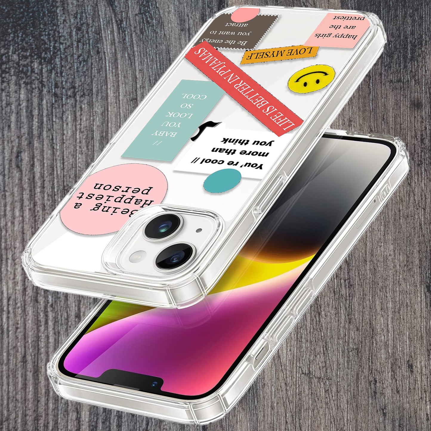 Stickers Happiest Person Transparent Silicon Case Peach For Nothing ShopOnCliQ