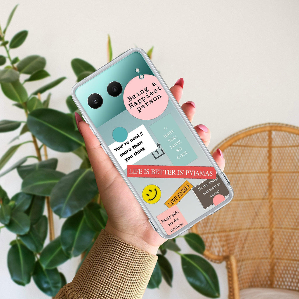 Stickers Happiest Person Anti Yellow Case Peach For OnePlus Nord 4 5G