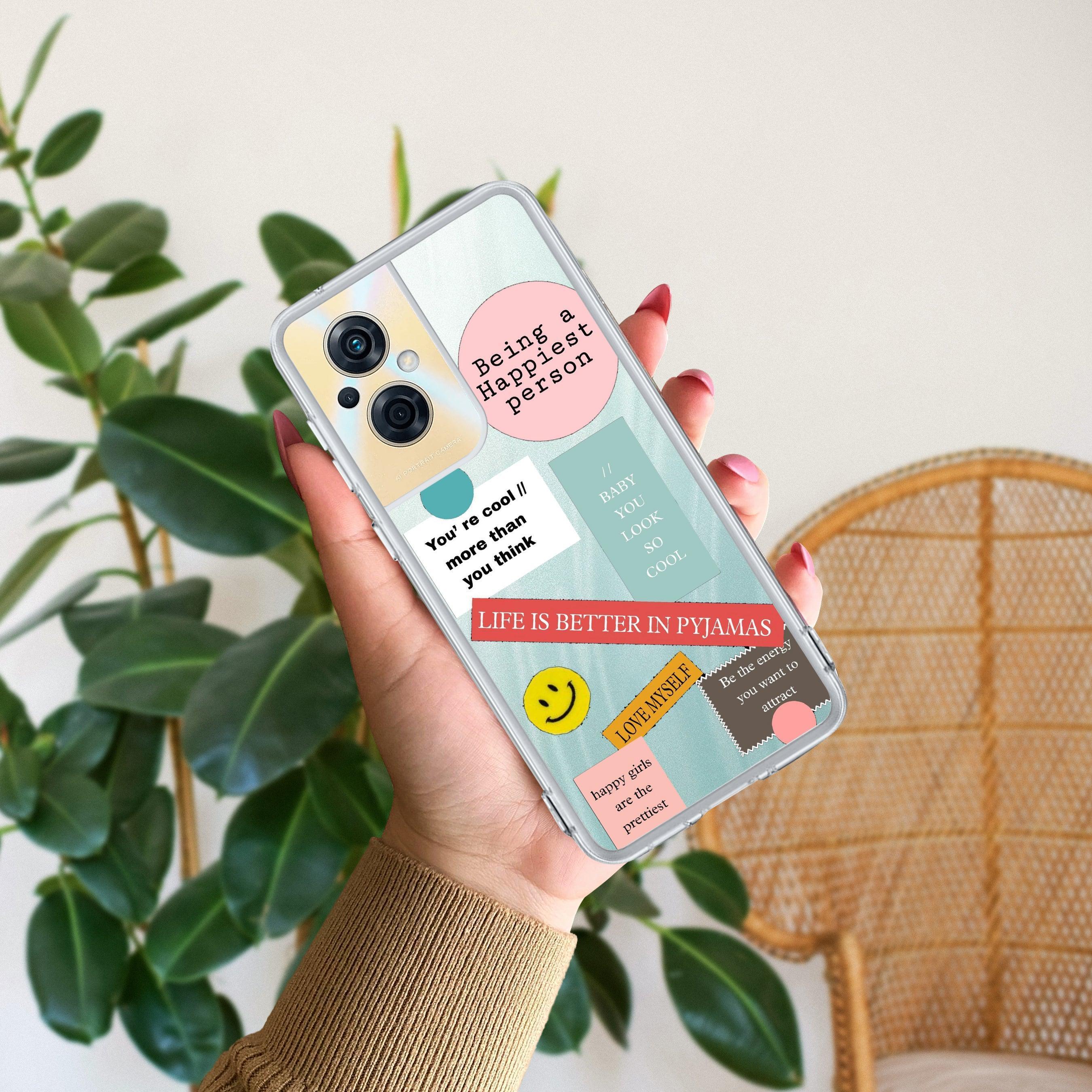 Stickers Happiest Person Anti Yellow Case Peach For Oppo F21 Pro (5G)