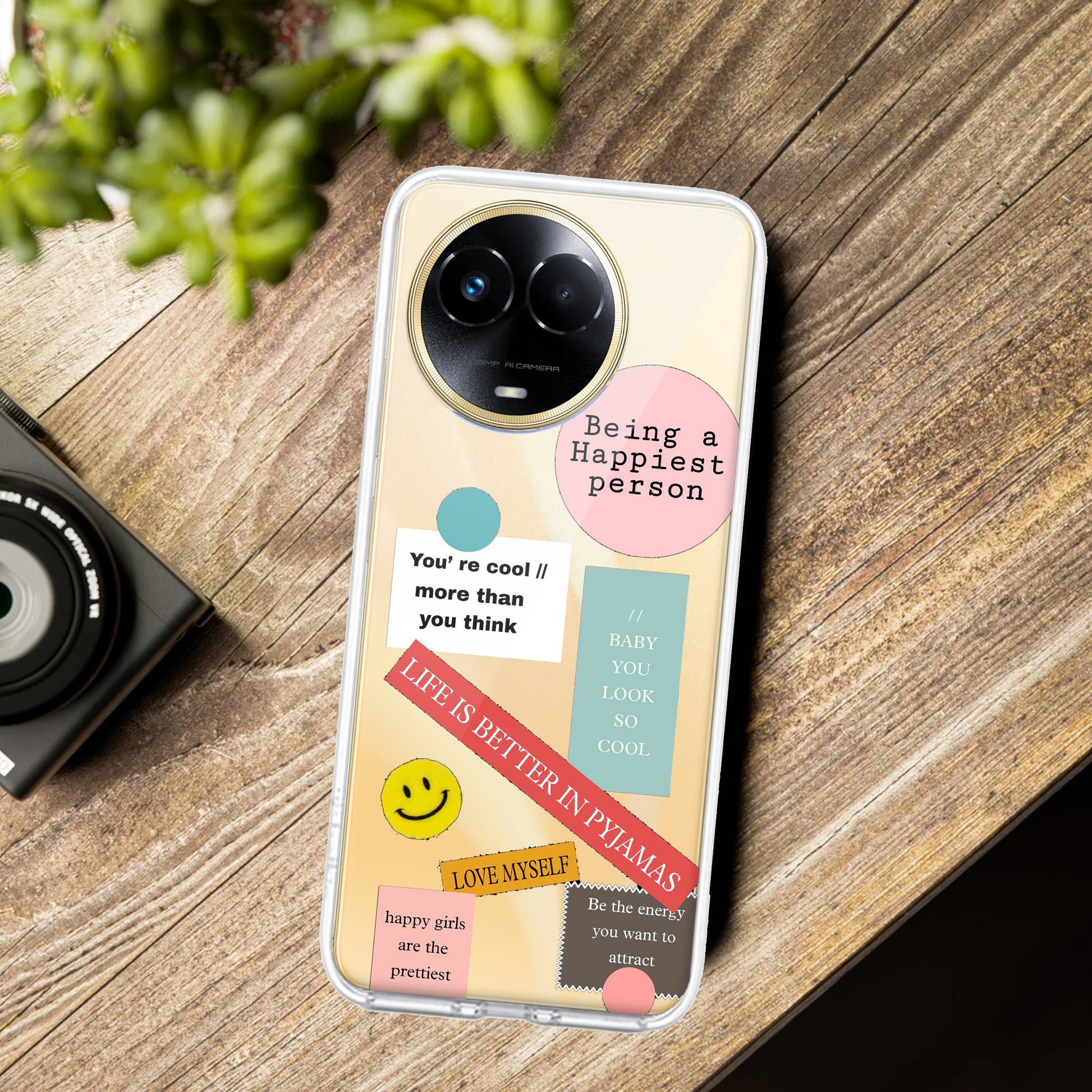 Stickers Happiest Person Transparent Silicon Case Peach For Realme/Narzo - ShopOnCliQ