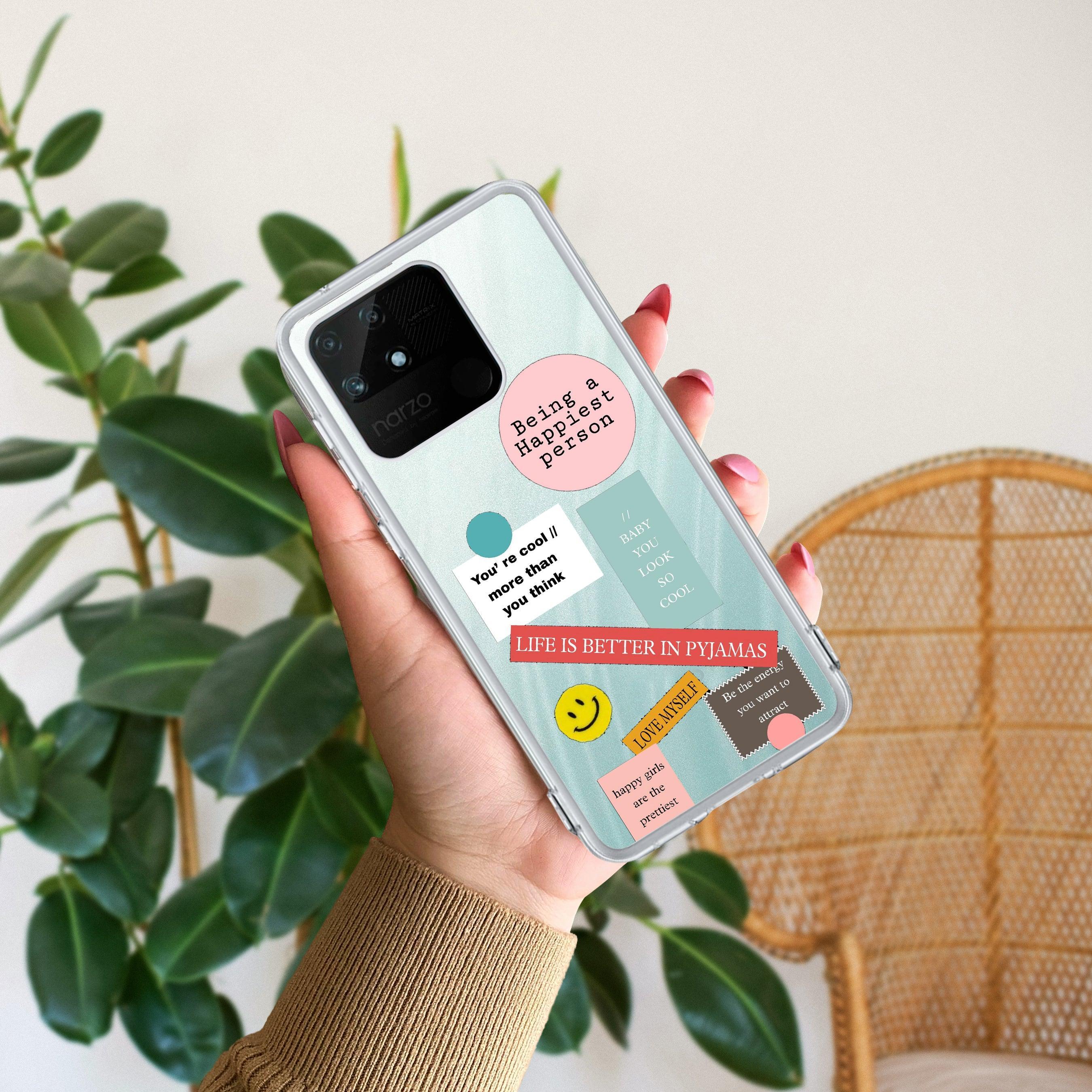 Stickers Happiest Person Transparent Silicon Case Peach For Realme 11 Pro+ 5G