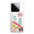 Stickers Happiest Person Transparent Silicon Case Peach For Xiaomi 14 5G